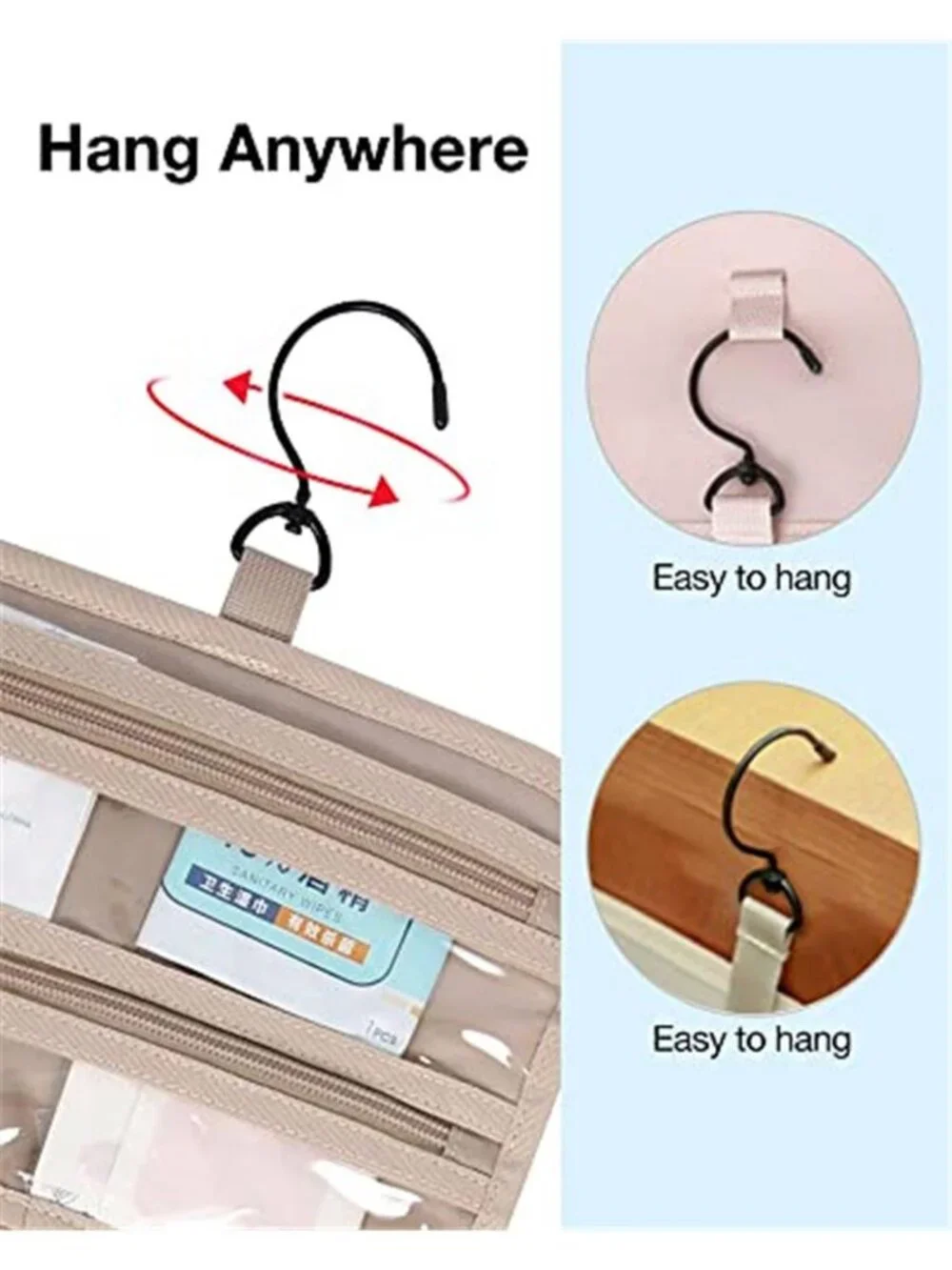 Toiletry Bag Hanging Travel Makeup Organizer with TSA Approved Transparent Bag